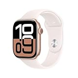 Apple Watch Series 10 GPS Smartwatch con Caja de Aluminio Oro Rosa de 46 mm y Correa Deportiva Rosa Rubor - Talla M/L. Monitor de entreno, App ECG, Pantalla Retina Siempre Activa