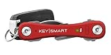 KeySmart Pro - Llavero Compacto con Linterna LED y Tecnología Smart Tile. Rastrea Tus Llaves y teléfono extraviado con Bluetooth (hasta 10 Llaves, Roja)
