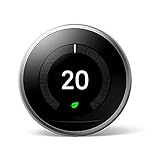 Google Nest Learning Thermostat Acero Inoxidable, Se controla desde el teléfono, Ayuda a ahorrar energía, Talla única