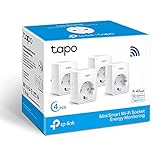 Tapo P110 (4 paquetes) – Mini enchufe inteligente Wi-Fi (con monitoreo de energía), programación encendido/apagado, ahorro de energía, compatible con Alexa y Google Home