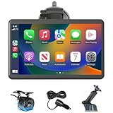 7' Pantalla Carplay Coche Sin Instalación para A-pple Car Play y Android Auto, Pantalla Táctil para Coche con Cámara Trasera, Bluetooth, Mirror Link, Navegación GPS, Asistencia de Voz, FM, AUX