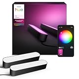 Philips Hue - Kit Inicio Barras de Luz led Hue Play, Luz led Blanca y Luces de Colores, Sincroniza tus luces con TV y juegos, Funciona con Alexa, Google Assistant y Apple HomeKit, Negro-Pack de 2