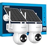 GNCC 2PCS Camara Vigilancia WiFi Exterior Solar con Bateria Sin Cables, 1080p/2MP, 360° PTZ Cámara Vigilancia Exterior Solar, Visión Nocturna Color, Humana Detección IA&PIR Sirena, Audio Bidireccional