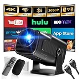 [App Integrada] 2026 Upgraded Proyector Portátil 1920x1080P 4K Supote Videoproyector Dual Control TV WiFi 6 BT5.2 180° Rotation Compatible con HDMI/TV Stick/USB/Laptop, Negro