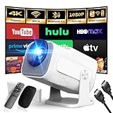 [App Integrada] 2026 Upgraded Proyector Portátil 1920x1080P 4K Supote Videoproyector Dual Control WiFi 6 BT5.2 180° Rotation Compatible con HDMI/TV Stick/USB/Laptop, Blanco