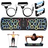 Traxenta Tabla de Flexiones Multifuncional con Soporte Antideslizante y 2 Cuerdas de Tracción, Portátil para Fitness Muscular