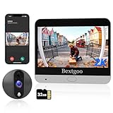 Bextgoo Mirilla Digital Puerta WiFi, 2K Videoportero con Monitor 4,3', Tarjeta 32GB, Batería 8000mAh, Gran Angular 170°, Detección IA, Audio Bidireccional, Visión Nocturna, para Pisos y Casas