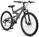 Licorne Bike Strong 2D Premium Mountain Bike en bicicleta de 26, 27,5 y 29 pulgadas para niños, niñas, mujeres y hombres, freno de disco delantero y trasero, 21 marchas, suspensión completa (29
